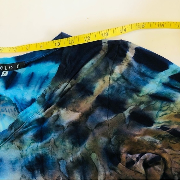 Mezon Woman’s Tie Dyed Burnout Silky Back 3/4 Sleeves Top Size S - Picture 11 of 15